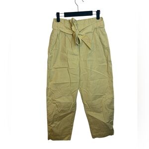 J.Crew Pale Yellow Belted Ripstop Cotton Pants